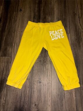 PINK Victoria’s Secret Yellow Cropped Y2k Sweatpants Size X-Small